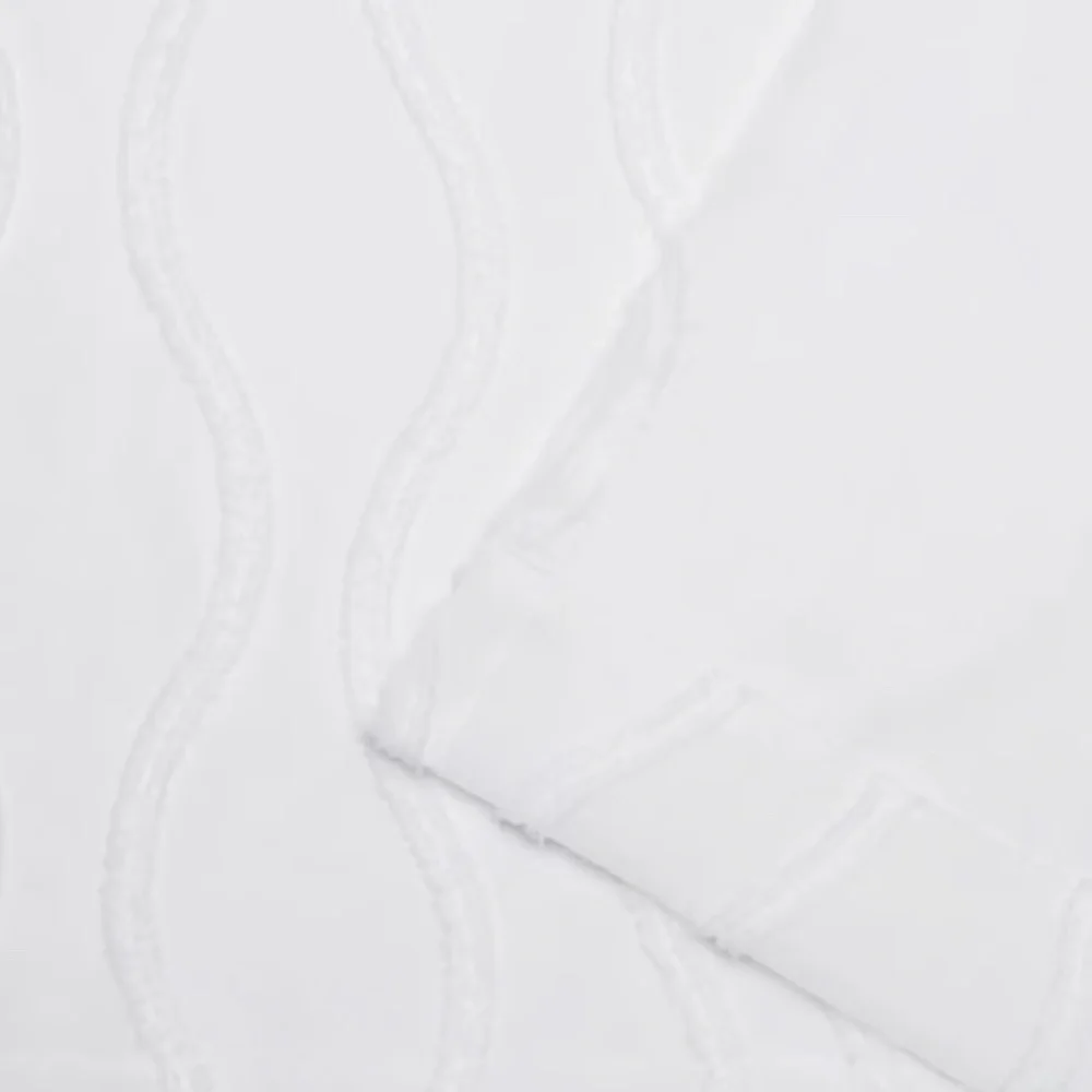 NEW Exclusive Home Belfast Woven Wave Embellished Sheer  White 54x84